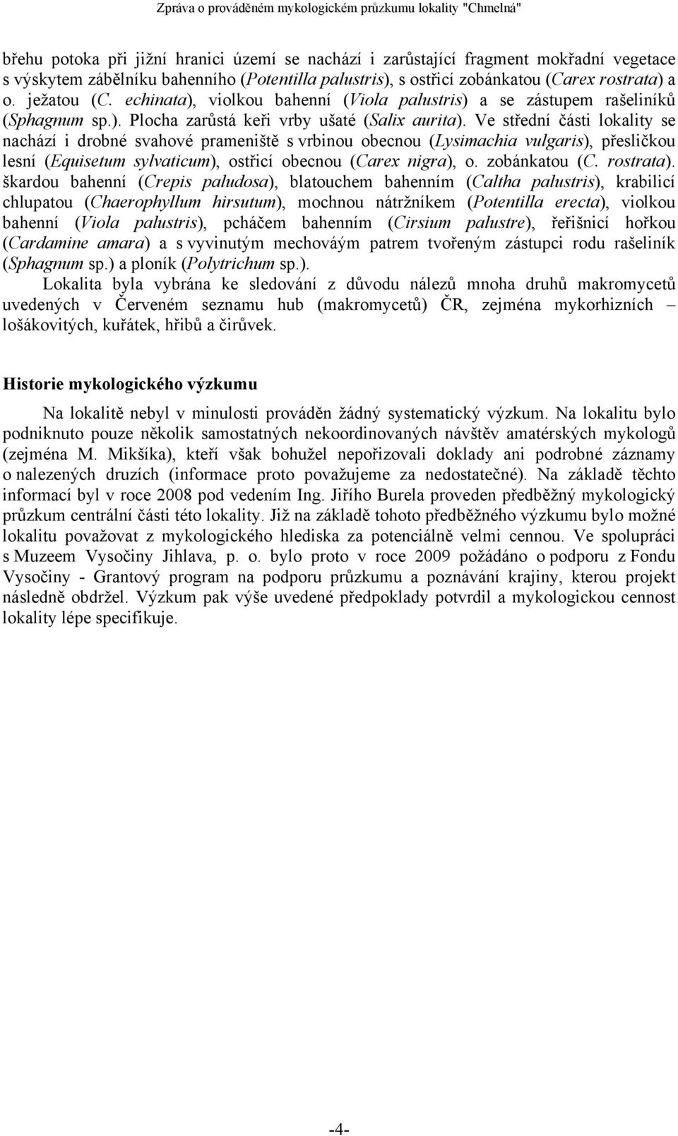 Ve střední části lokality se nachází i drobné svahové prameniště s vrbinou obecnou (Lysimachia vulgaris), přesličkou lesní (Equisetum sylvaticum), ostřicí obecnou (Carex nigra), o. zobánkatou (C.