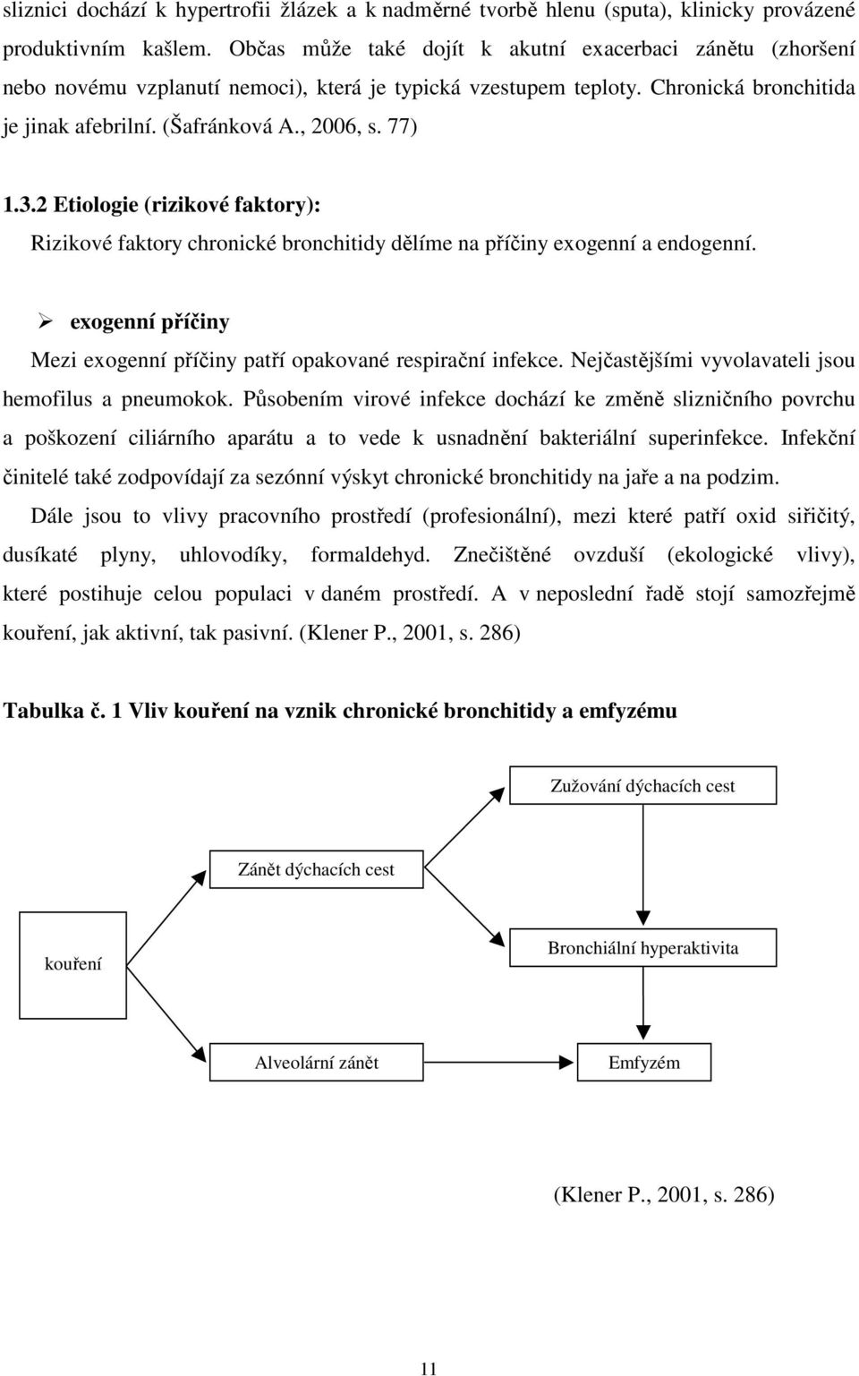 3.2 Etiologie (rizikové faktory): Rizikové faktory chronické bronchitidy dělíme na příčiny exogenní a endogenní. exogenní příčiny Mezi exogenní příčiny patří opakované respirační infekce.