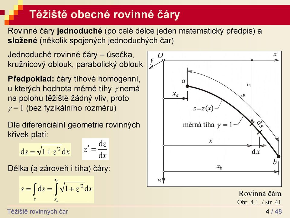 kterých hodnot měrné tíhy γ nemá n polohu těžiště žádný vliv, proto γ 1 (e fyikálního roměru) Dle diferenciální geometrie