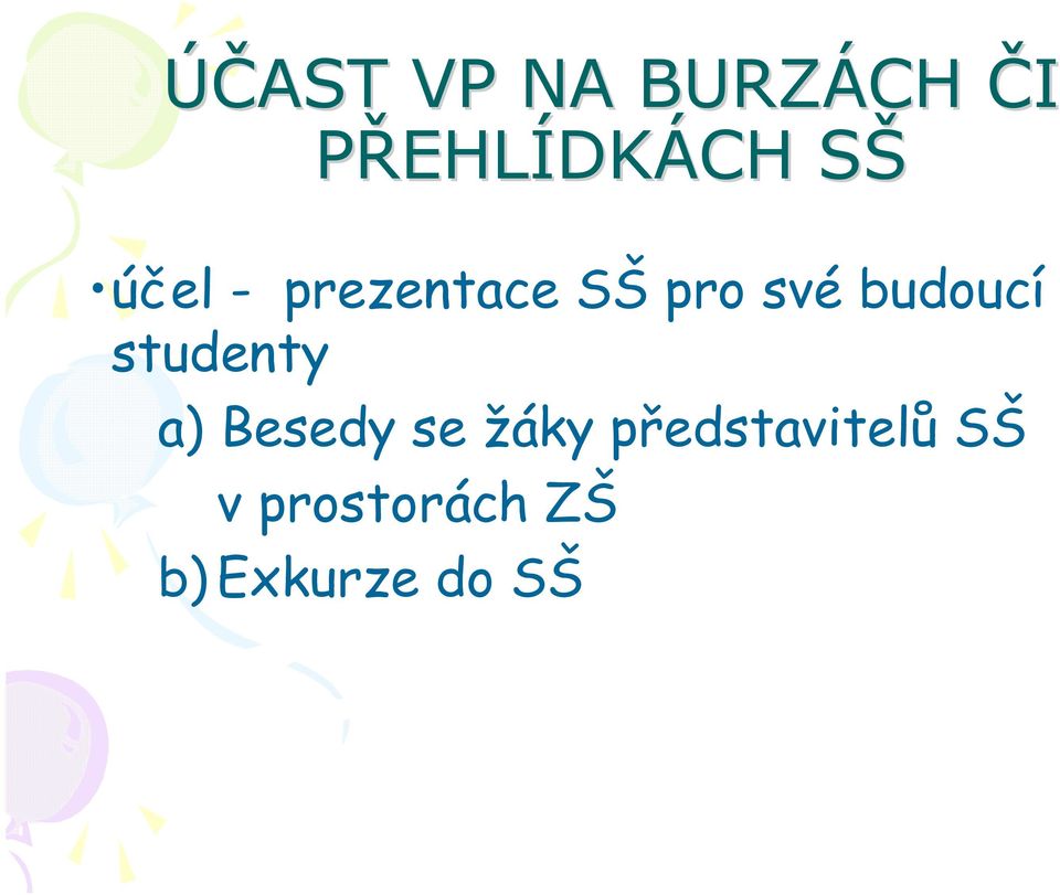 budoucí studenty a) Besedy se žáky