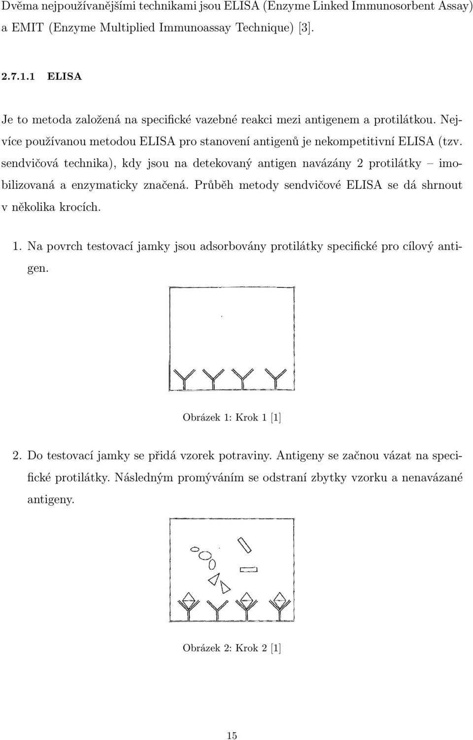 sendvičová technika), kdy jsou na detekovaný antigen navázány 2 protilátky imobilizovaná a enzymaticky značená. Průběh metody sendvičové ELISA se dá shrnout v několika krocích. 1.