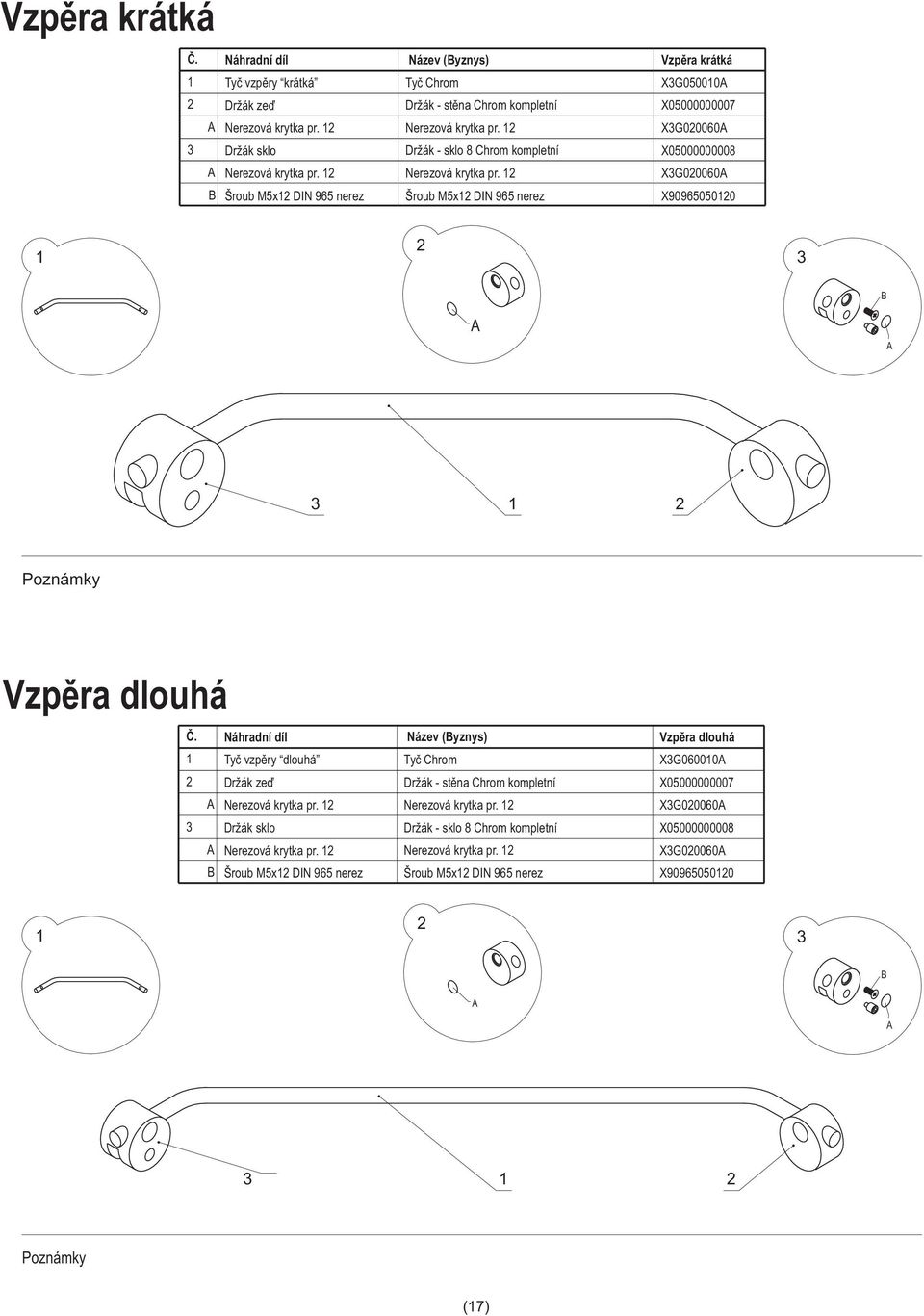 Šroub Mx DIN nerez XG000 X000000000 XG0000 X000000000 XG0000 X000 Vzpìra dlouhá Tyè vzpìry dlouhá Držák zeï Nerezová krytka pr.