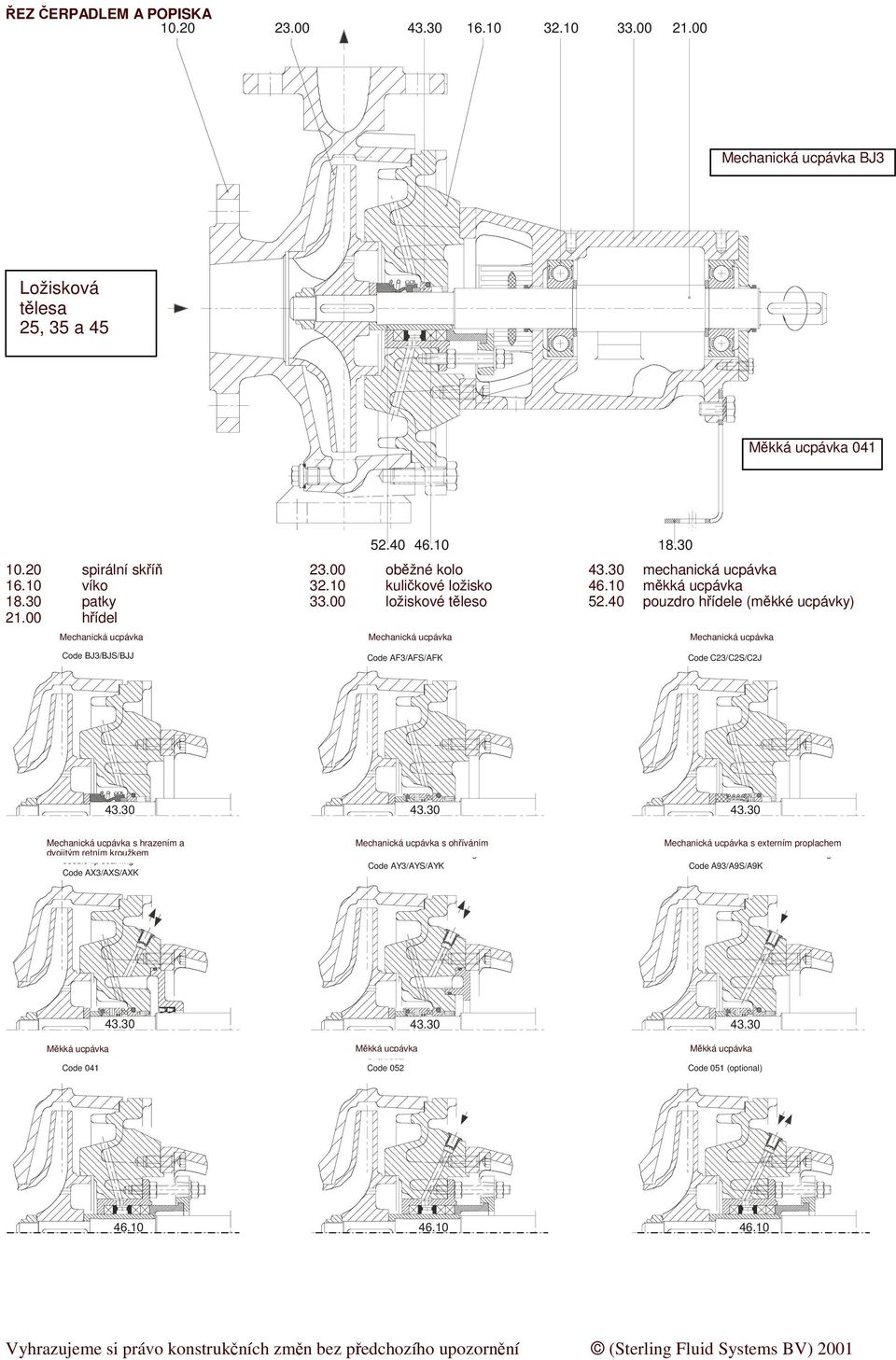 hídel Mechanická ucpávka Shaft seal Code BJ3/BJS/BJJ Mechanická ucpávka Shaft seal Code AF3/AFS/AFK 18.3 Mechanická ucpávka Shaft seal Code C23/C2S/C2J 43.3 43.