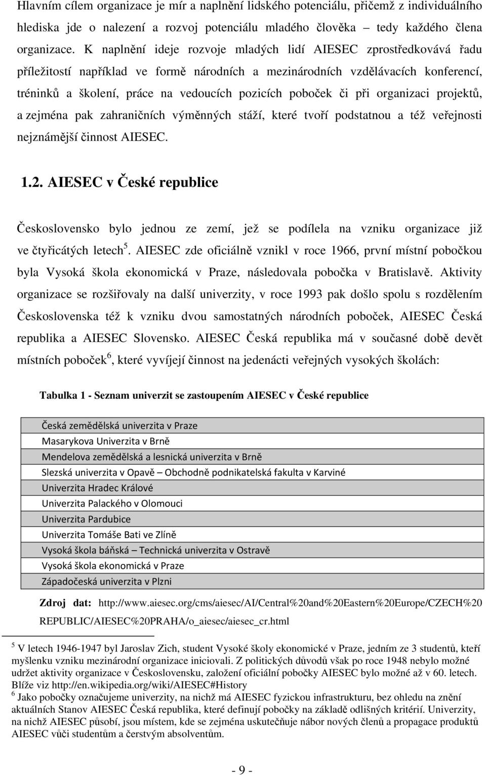 poboček či při organizaci projektů, a zejména pak zahraničních výměnných stáží, které tvoří podstatnou a též veřejnosti nejznámější činnost AIESEC. 1.2.