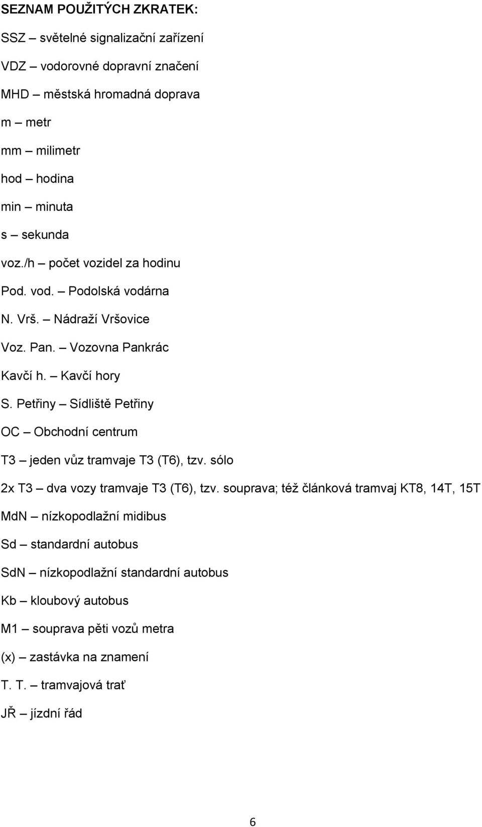 Petřiny Sídliště Petřiny OC Obchodní centrum T3 jeden vůz tramvaje T3 (T6), tzv. sólo 2x T3 dva vozy tramvaje T3 (T6), tzv.