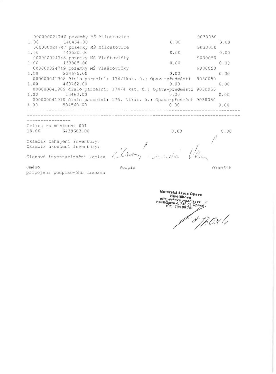 : Op ava - p ředmě s tí 174/4 kat. ú.. Opav a- předměstí 000000041910 číslo par celní : 175, \ t kat. ú. : Opava - př e d m ěst 1. 00 50456 9030 050 o.