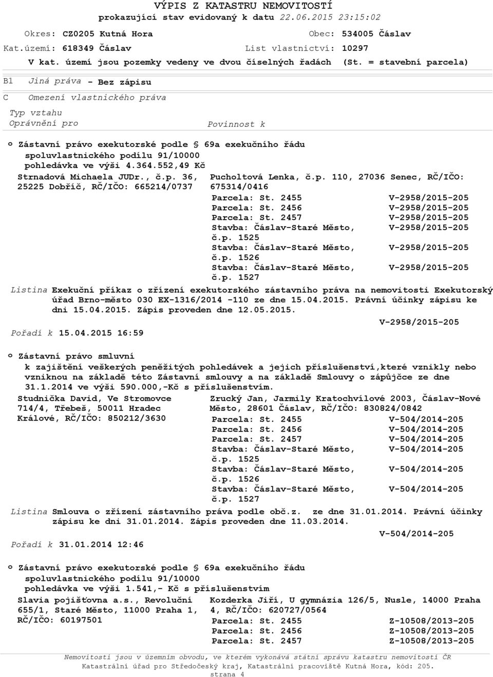 364.552,49 Kč Strnadvá Michaela JUDr., č.p.