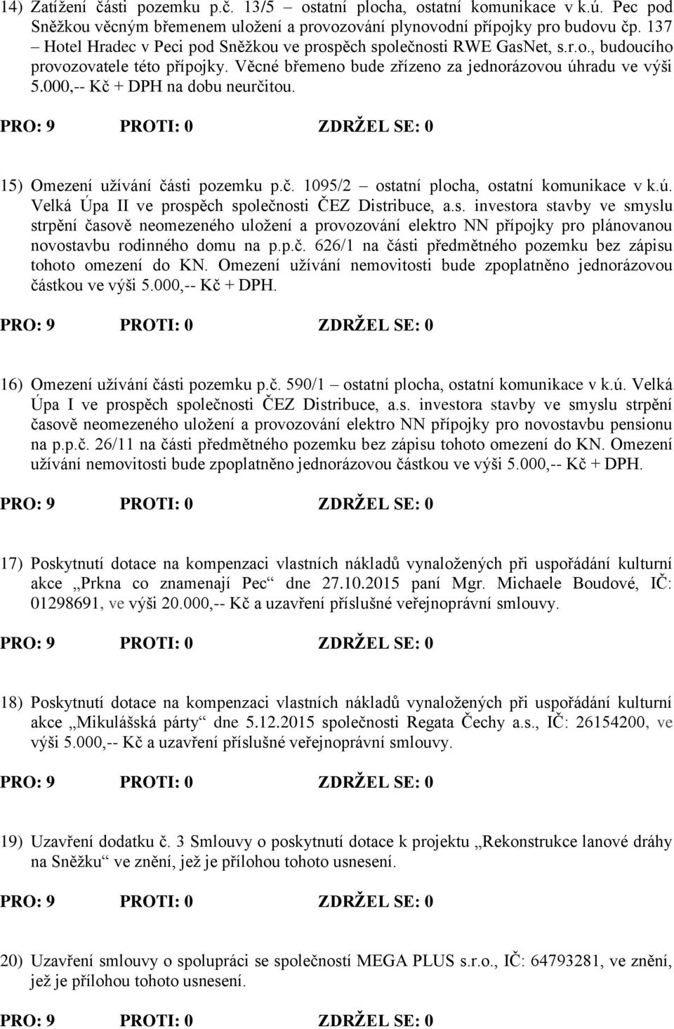 000,-- Kč + DPH na dobu neurčitou. 15) Omezení užívání část