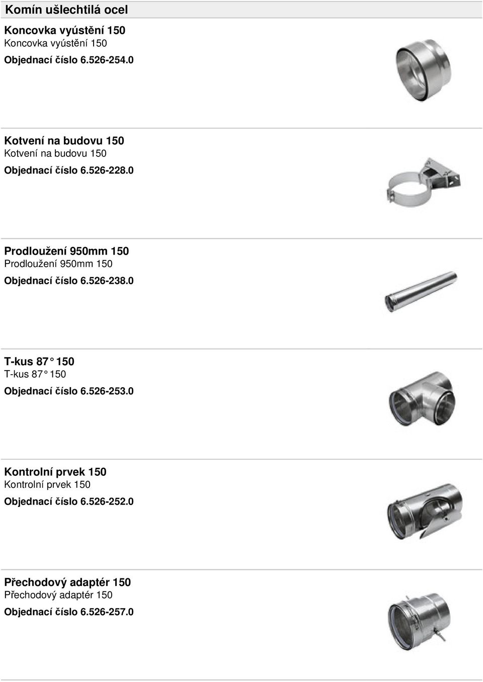 0 Prodloužení 950mm 150 Prodloužení 950mm 150 Objednací číslo 6.526-238.