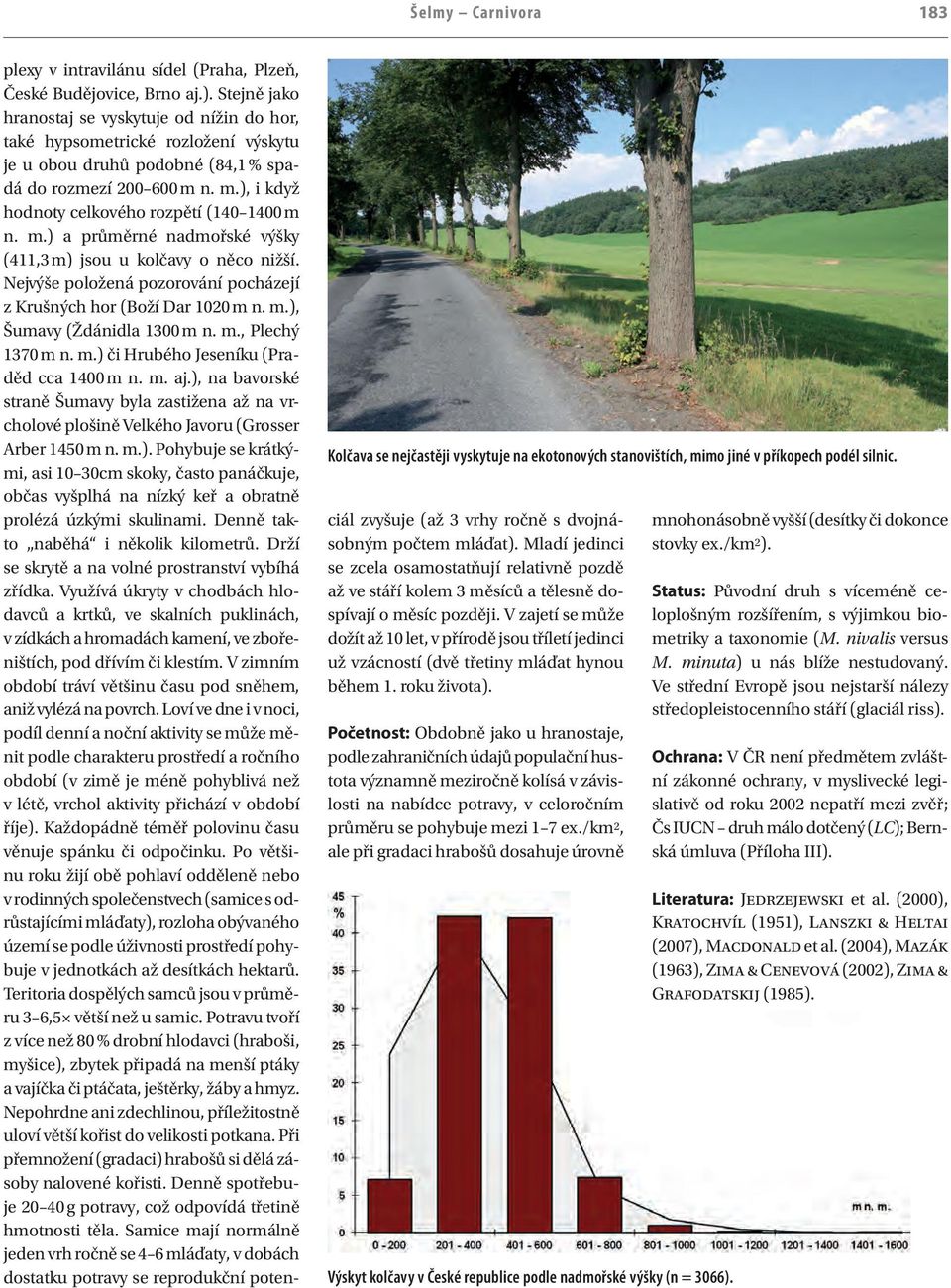 m.) a průměrné nadmořské výšky (411,3 m) jsou u kolčavy o něco nižší. Nejvýše položená pozorování pocházejí z Krušných hor (Boží Dar 1020 m n. m.), Šumavy (Ždánidla 1300 m n. m., Plechý 1370 m n. m.) či Hrubého Jeseníku (Praděd cca 1400 m n.