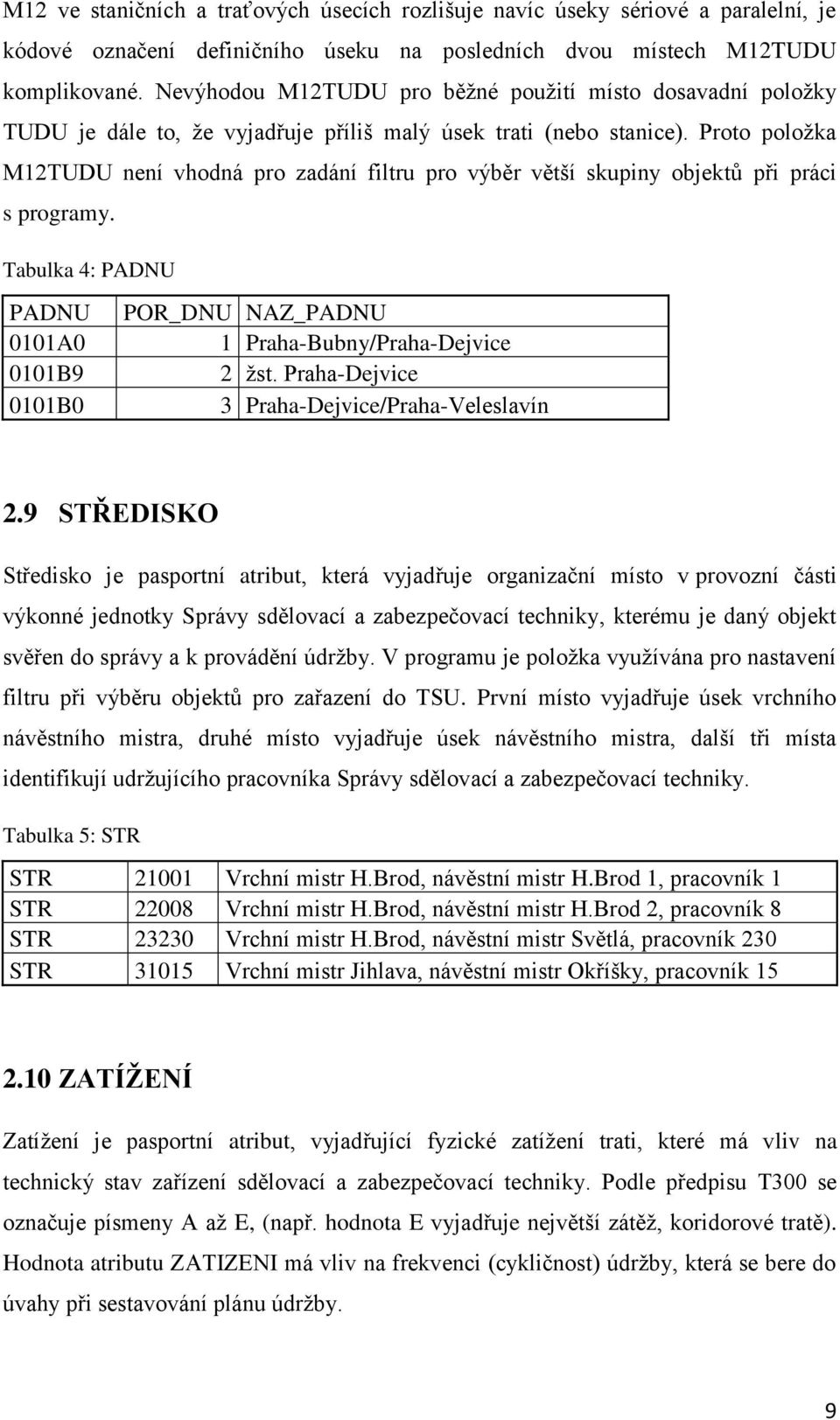 Proto položka M12TUDU není vhodná pro zadání filtru pro výběr větší skupiny objektů při práci s programy.