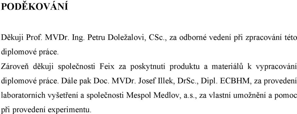 Zároveň děkuji společnosti Feix za poskytnutí produktu a materiálů k vypracování diplomové práce.