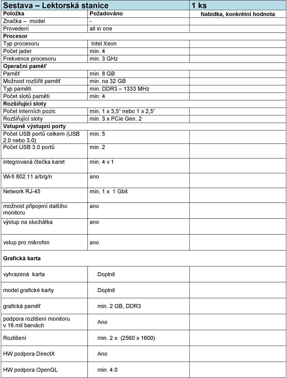 2 Vstupně výstupní porty Počet USB portů celkem (USB min. 5 2.0 nebo 3.0) Počet USB 3.0 portů min. 2 integrovaná čtečka karet min. 4 v 1 Wi-fi 802.