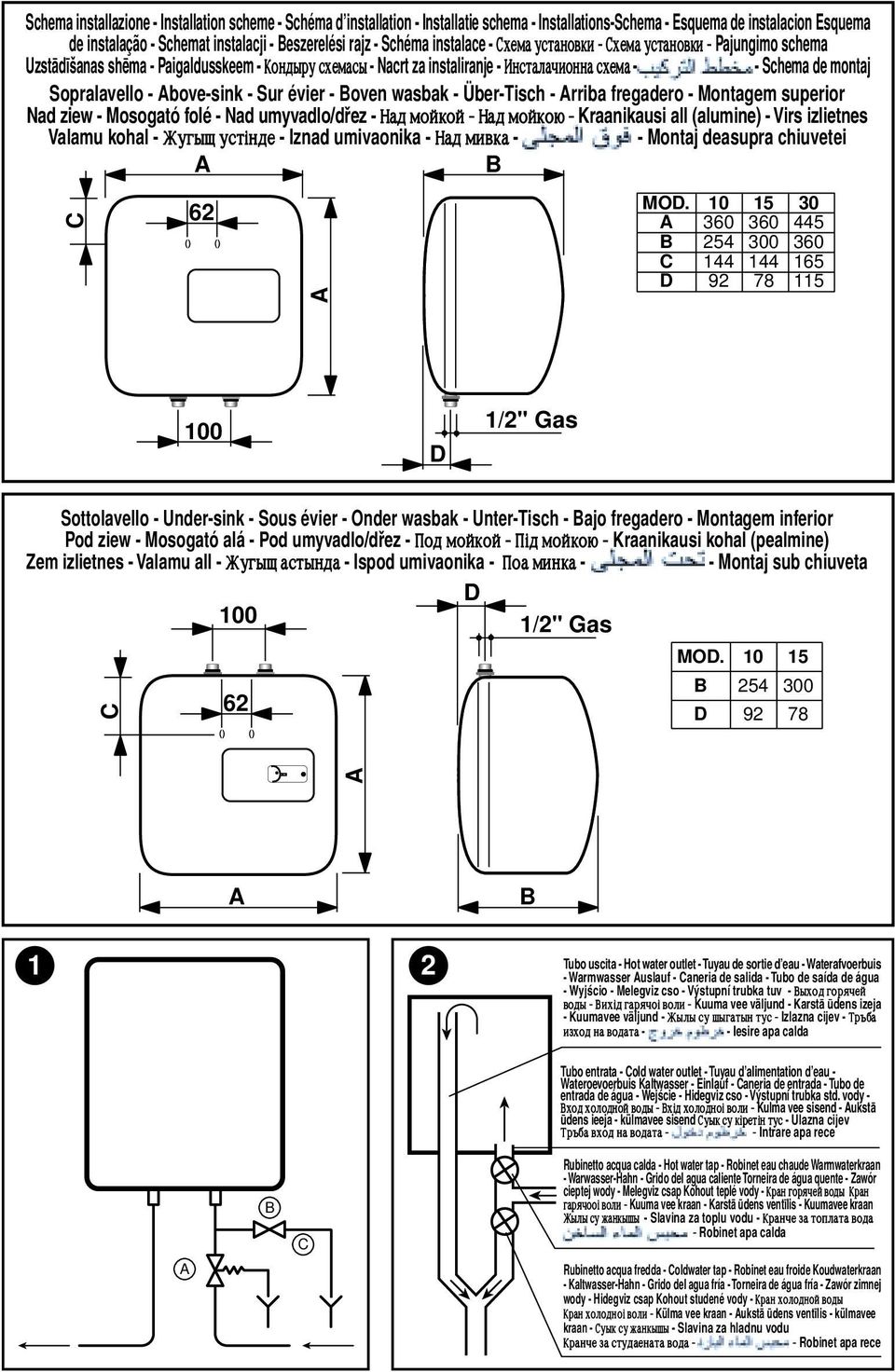 Sopralavello - Above-sink - Sur évier - oven wasbak - Über-Tisch - Arriba fregadero - Montagem superior Nad ziew - Mosogató folé - Nad umyvadlo/dřez - Yfl vjqrjq - Yfl vjqrj.