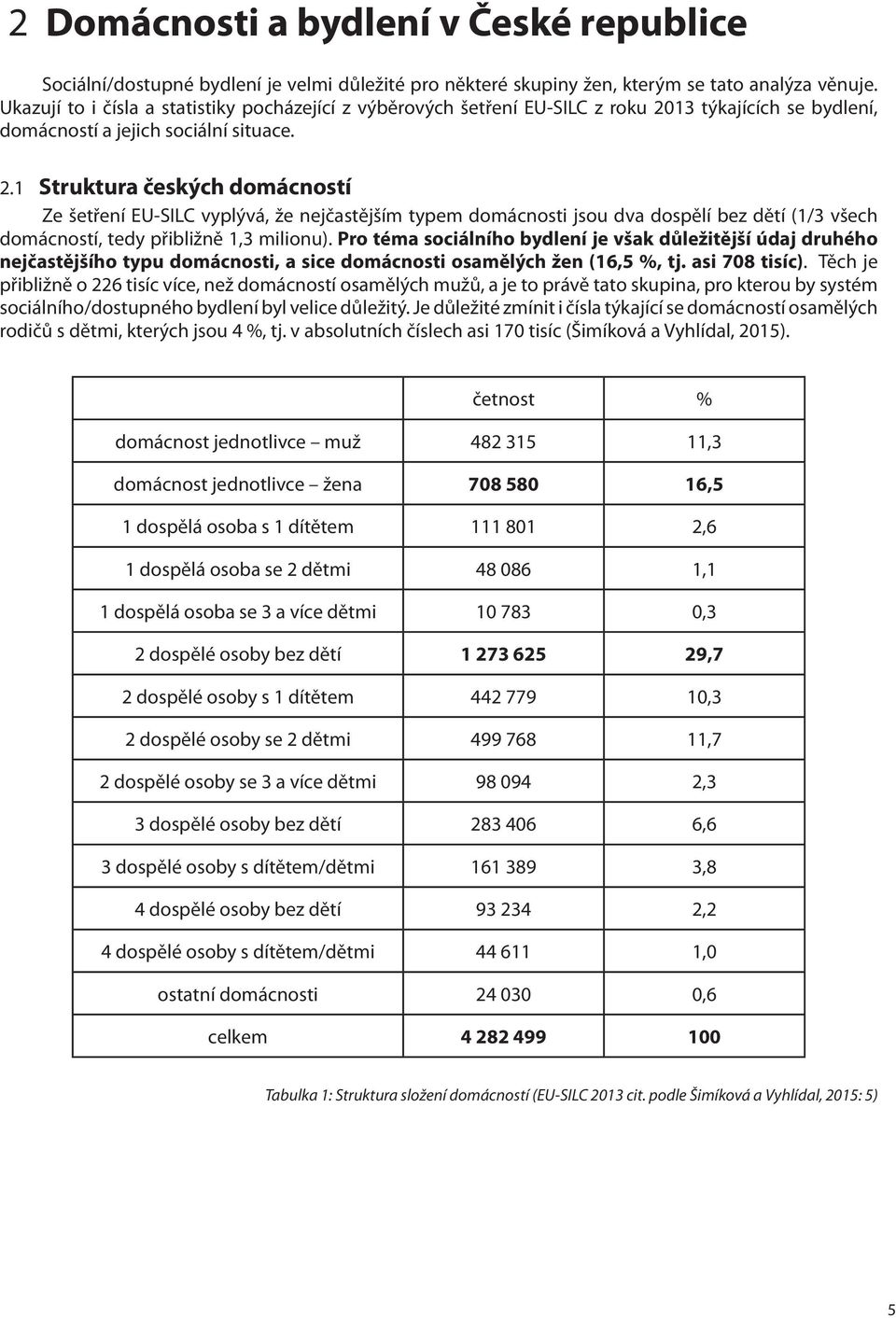 13 týkajících se bydlení, domácností a jejich sociální situace. 2.