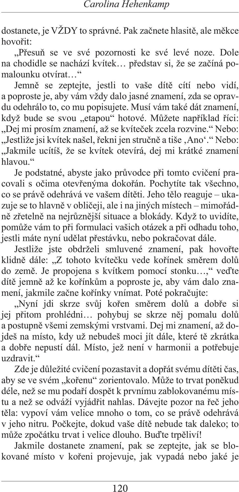 odehrálo to, co mu popisujete. Musí vám také dát znamení, když bude se svou etapou hotové. Můžete například říci: Dej mi prosím znamení, až se kvíteček zcela rozvine.