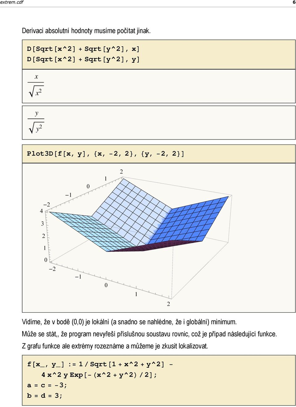 (0,0) je lokální (a snadno se nahlédne, že i globální) minimum.