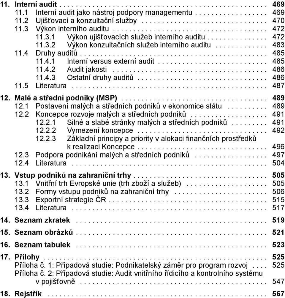 4 Druhy auditů.............................................. 485 11.4.1 Interní versus externí audit........................... 485 11.4.2 Audit jakosti....................................... 486 11.