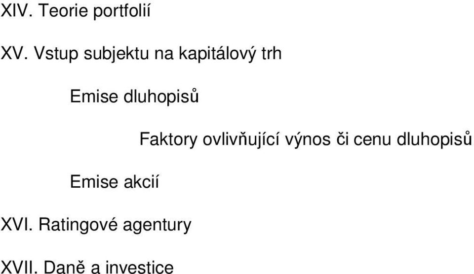 dluhopisů Faktory ovlivňující výnos či cenu