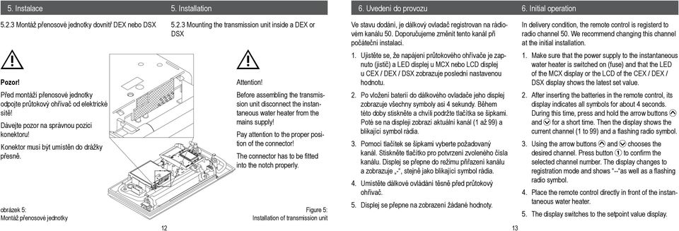 obrázek 5: Montáž přenosové jednotky 5.2.3 Mounting the transmission unit inside a DEX or DSX Attention!