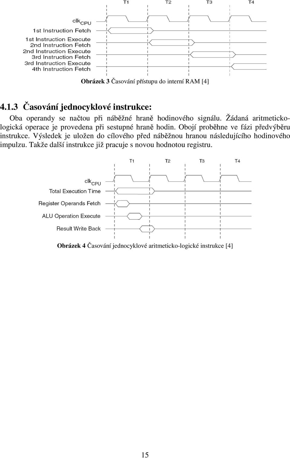 Žádaná aritmetickologická operace je provedena při sestupné hraně hodin. Obojí proběhne ve fázi předvýběru instrukce.