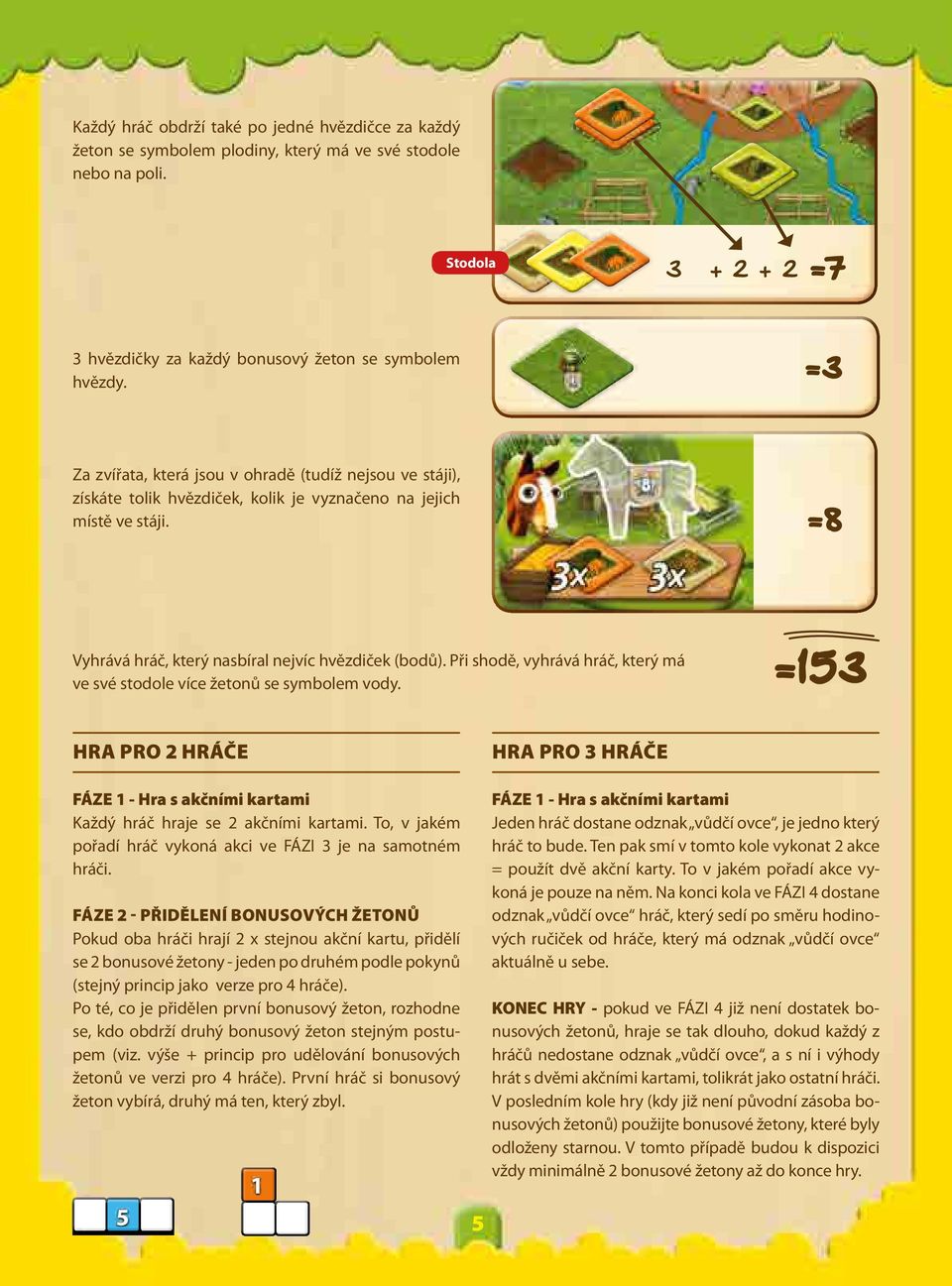 Při shodě, vyhrává hráč, který má ve své stodole více žetonů se symbolem vody. =153 HRA PRO 2 HRÁČE FÁZE 1 - Hra s akčními kartami Každý hráč hraje se 2 akčními kartami.
