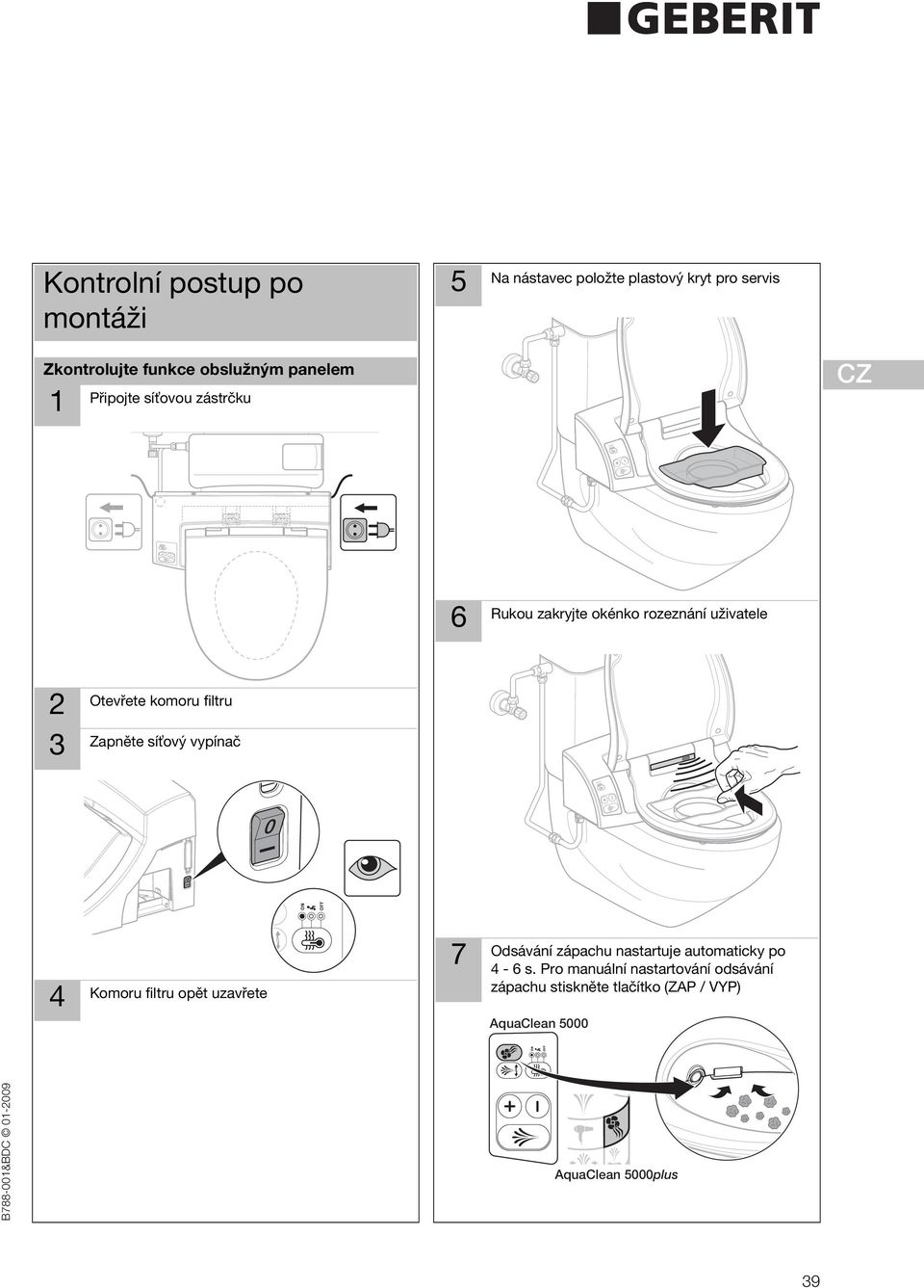 zakryjte okénko rozeznání uživatele Odsávání zápachu nastartuje automaticky po - 6 s.