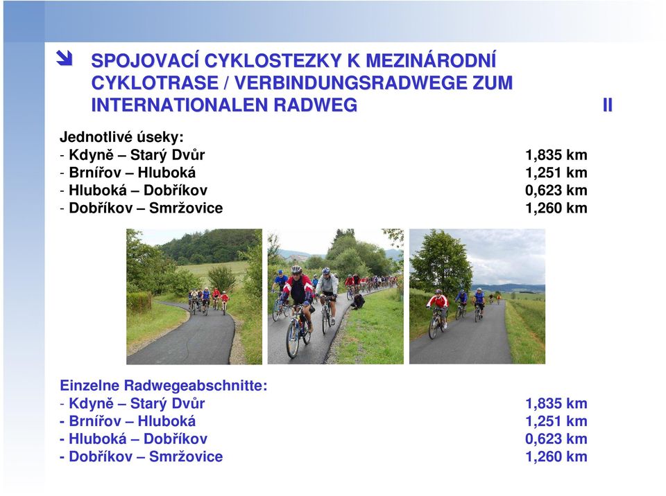 Dobříkov 0,623 km - Dobříkov Smržovice 1,260 km Einzelne Radwegeabschnitte: - Kdyně Starý