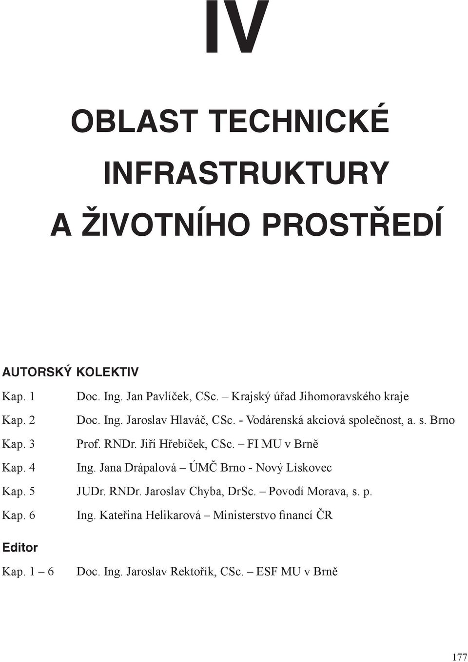 RNDr. Jiří Hřebíček, CSc. FI MU v Brně Ing. Jana Drápalová ÚMČ Brno - Nový Lískovec Kap. 5 JUDr. RNDr. Jaroslav Chyba, DrSc.