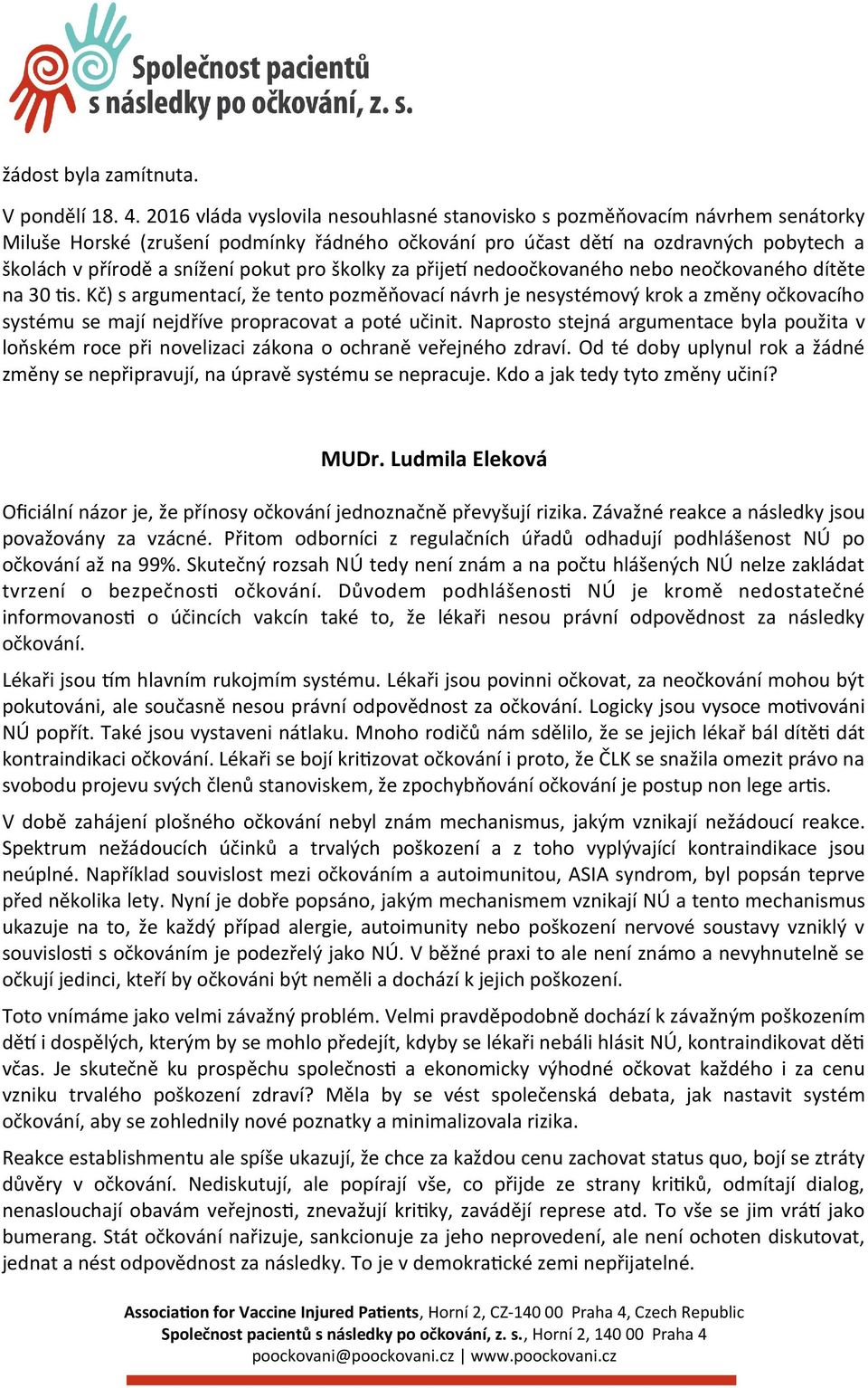 pro školky za přijet nedoočkovaného nebo neočkovaného dítěte na 30 ts.