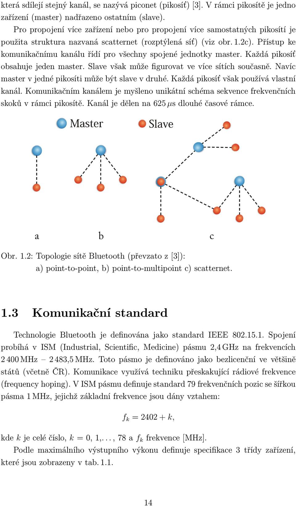 Přístup ke komunikačnímu kanálu řídí pro všechny spojené jednotky master. Každá pikosíť obsahuje jeden master. Slave však může figurovat ve více sítích současně.