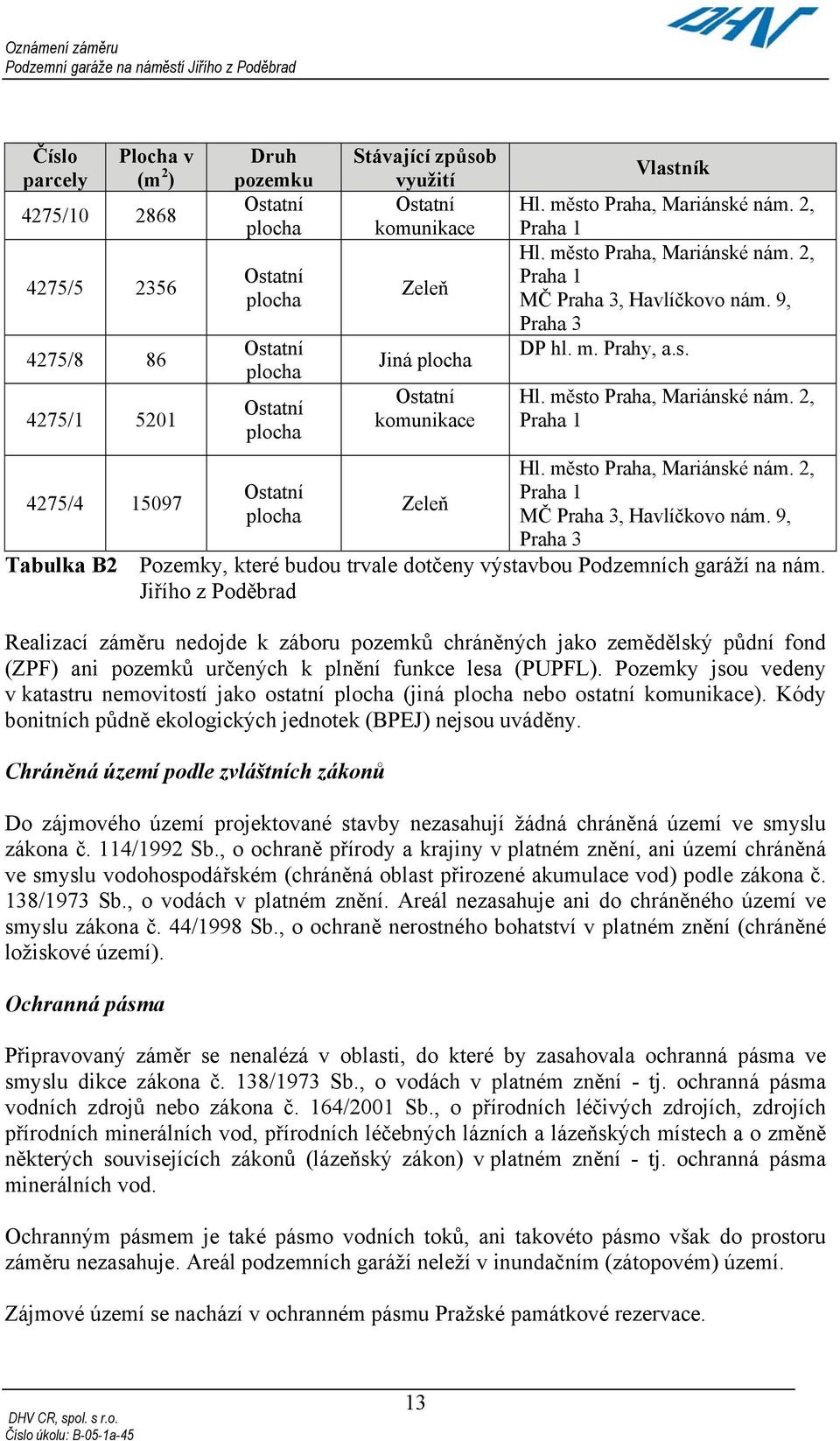 9, Praha 3 DP hl. m. Prahy, a.s. Hl. město Praha, Mariánské nám. 2, Praha 1 Hl. město Praha, Mariánské nám. 2, Praha 1 MČ Praha 3, Havlíčkovo nám.