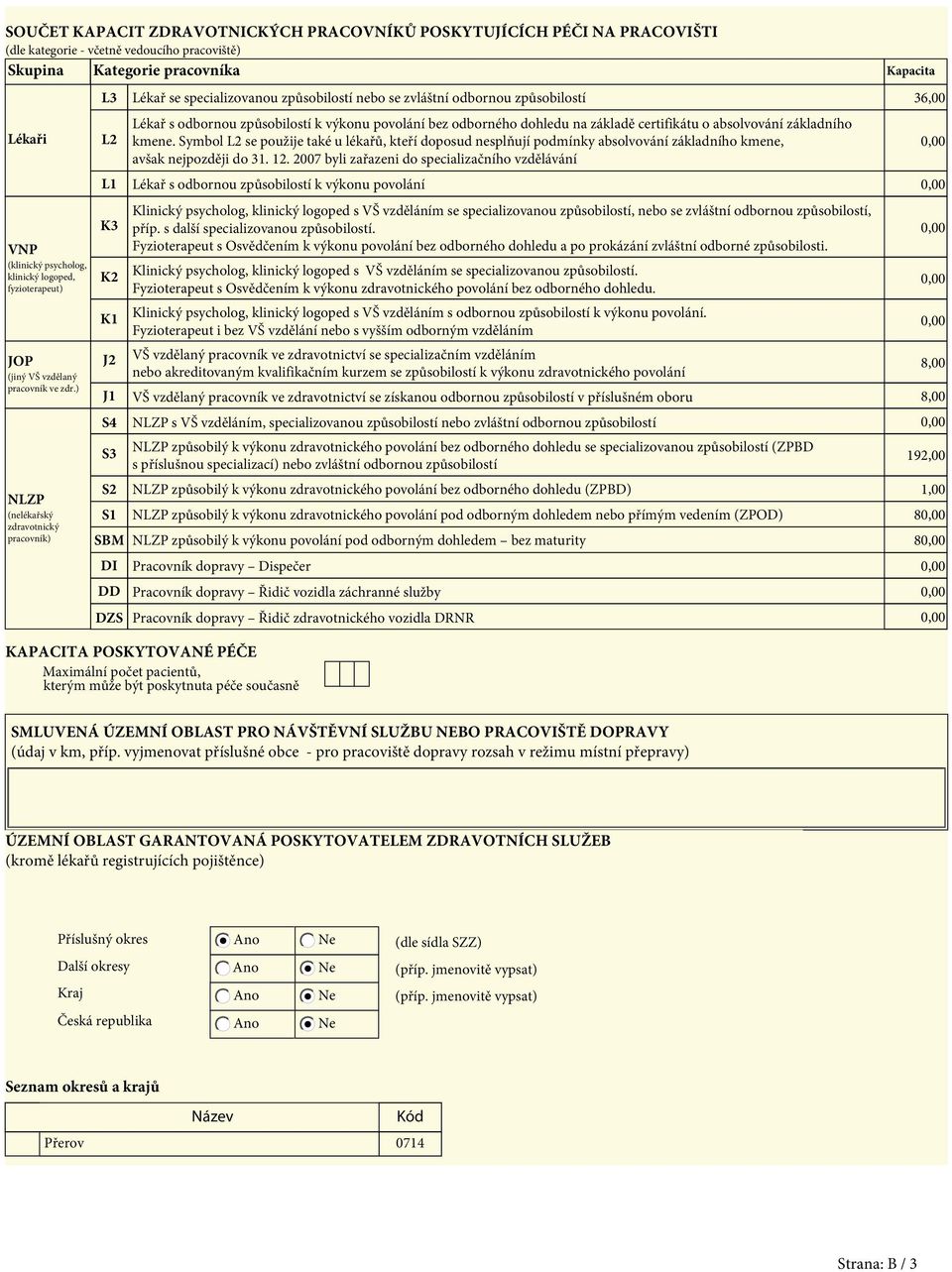 ) NLZP (nelékařský zdravotnický pracovník) L3 L2 L1 K3 K2 K1 J2 J1 S4 S3 S2 S1 SBM DI DD DZS Lékař se specializovanou způsobilostí nebo se zvláštní odbornou způsobilostí 36,00 Lékař s odbornou