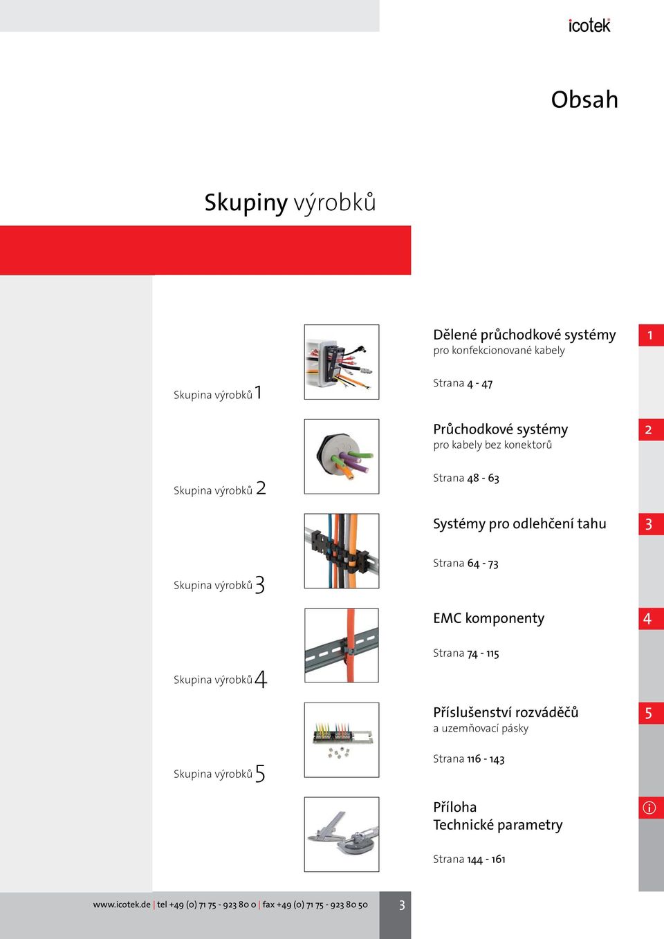 pro odlehčení tahu Skupina výrobků 3 Strana 64-73 EMC komponenty Skupina výrobků 4 Strana 74-115