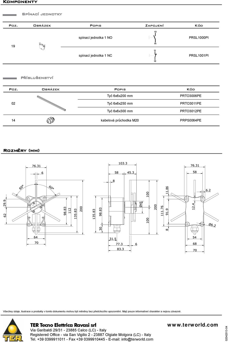 produkty v tomto dokumentu mohou být měněny bez předchozího upozornění. Mají pouze informativní charakter a nejsou závazné.