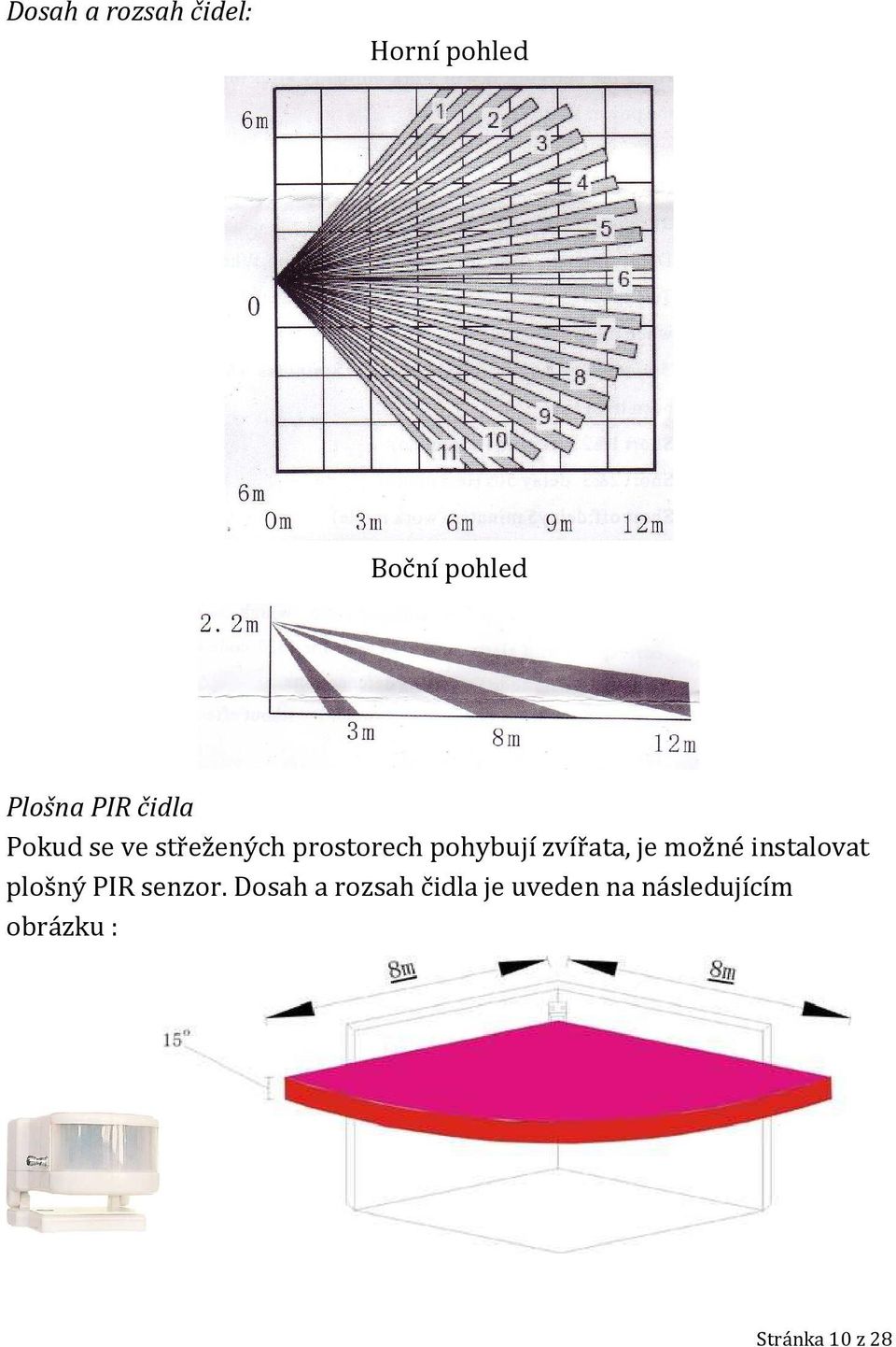 zvířata, je možné instalovat plošný PIR senzor.