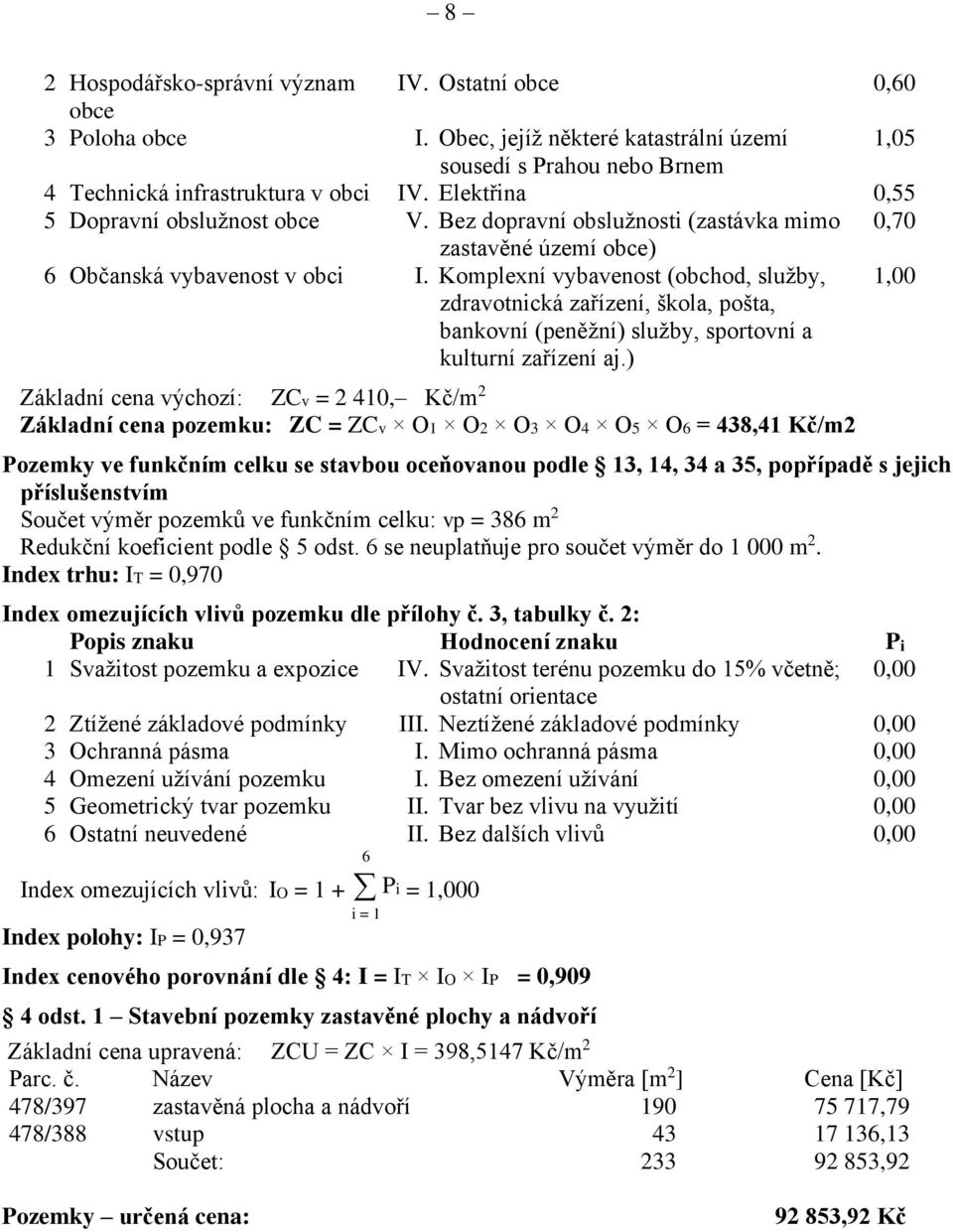 Komplexní vybavenost (obchod, služby, zdravotnická zařízení, škola, pošta, bankovní (peněžní) služby, sportovní a kulturní zařízení aj.