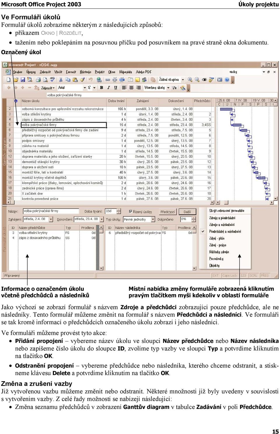 formulář s názvem Zdroje a předchůdci zobrazující pouze předchůdce, ale ne následníky. Tento formulář můžeme změnit na formulář s názvem Předchůdci a následníci.