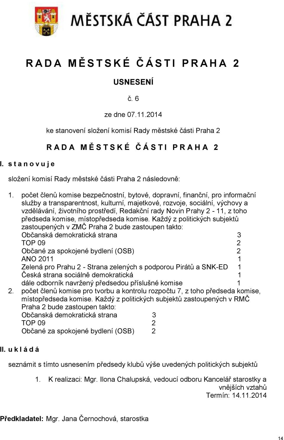 Novin Prahy 2-11, z toho předseda komise, místopředseda komise.