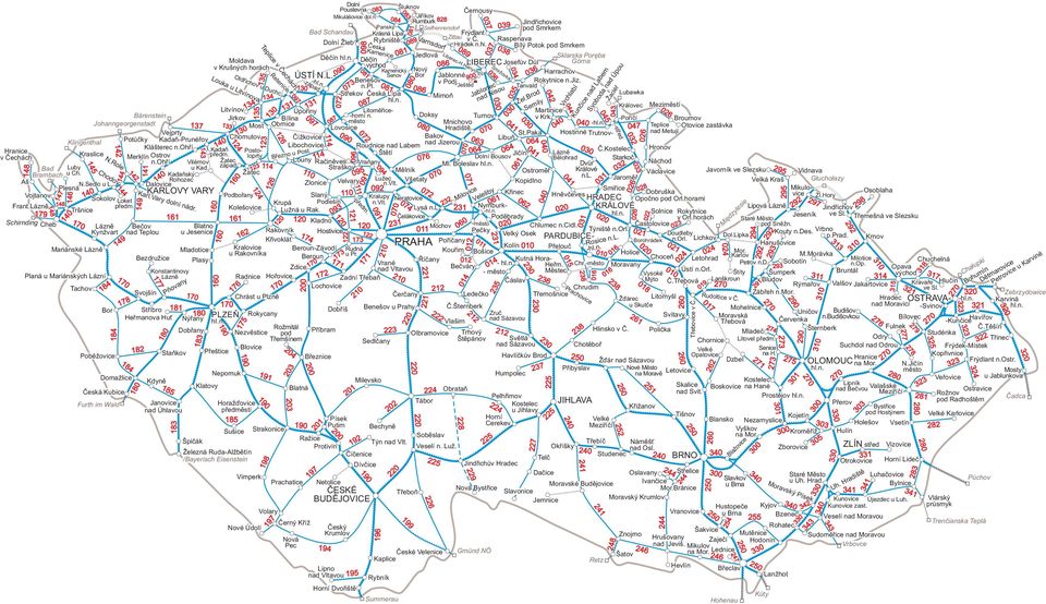 Rokytnice n.jiz. n.pl. Ještěd Tanvald -Střekov Česká Lípa Lubawka Mimoň Královec Meziměstí Litvínov Úpořiny Litoměřice- Martinice Bärenstein Jirkov Bílina -horní n. Doksy Turnov v Krk.