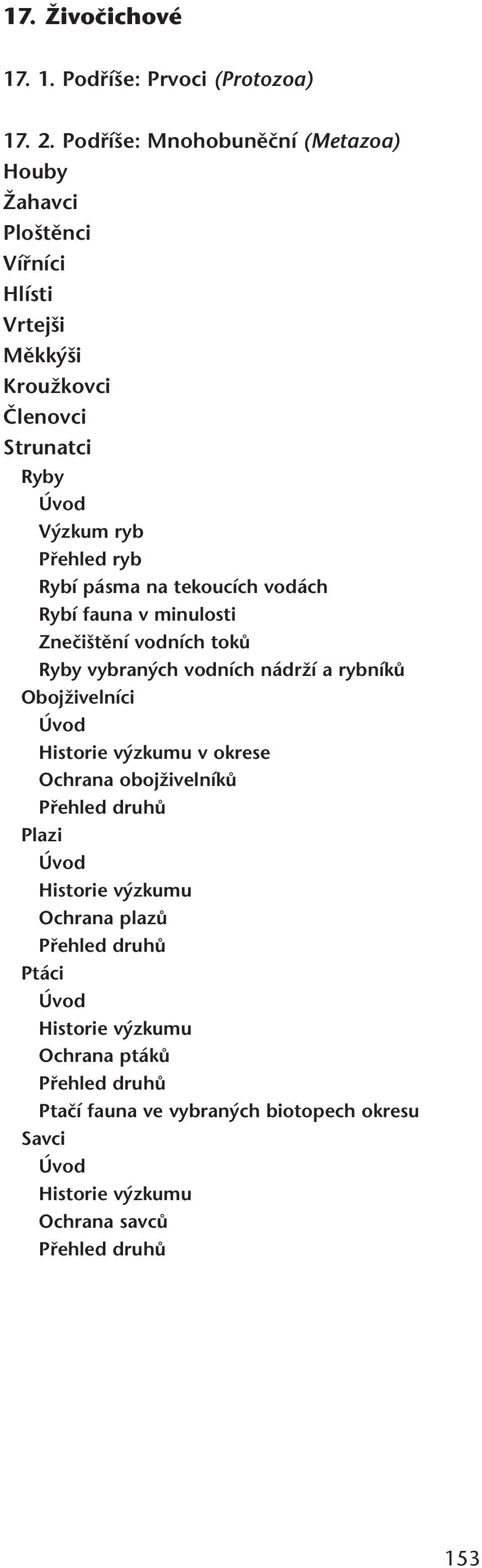 pásma na tekoucích vodách Rybí fauna v minulosti Zneãi tûní vodních tokû Ryby vybran ch vodních nádrïí a rybníkû ObojÏivelníci Úvod Historie v zkumu v