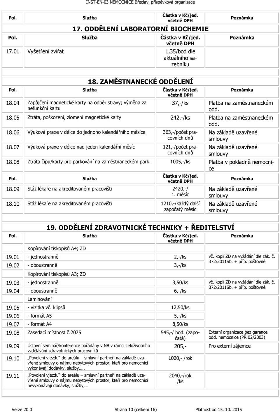 18.06 Výuková praxe v délce do jednoho kalendářního měsíce 363,-/počet pracovních dnů 18.