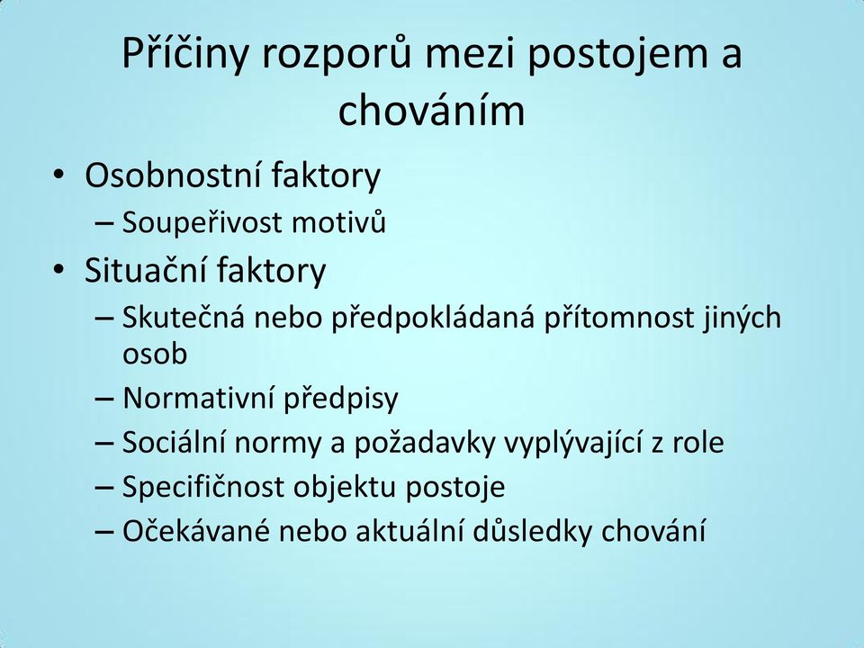 přítomnost jiných osob Normativní předpisy Sociální normy a požadavky