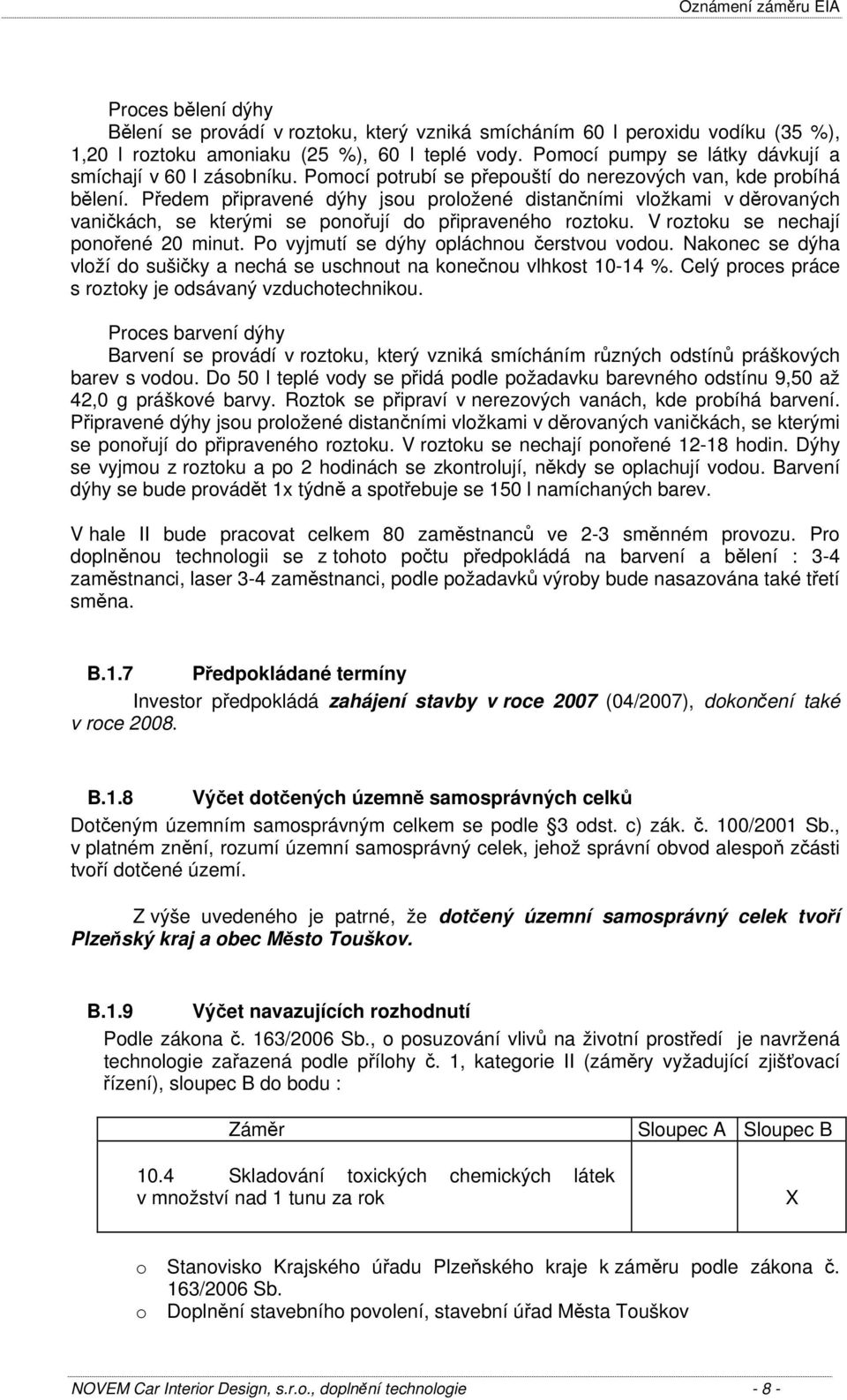 Předem připravené dýhy jsou proložené distančními vložkami v děrovaných vaničkách, se kterými se ponořují do připraveného roztoku. V roztoku se nechají ponořené 20 minut.