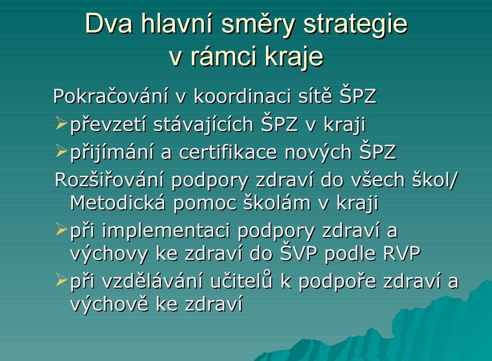 do všech škol/ Metodická pomoc školám v kraji při implementaci podpory zdraví a