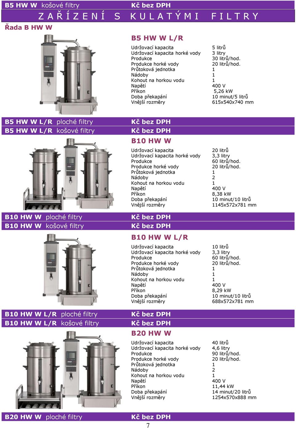 filtry B10 HW W horké vody 3,3 litry horké vody 8,38 kw 10 minut/ 1145x572x781 mm B10 HW W L/R horké vody 3,3 litry horké vody