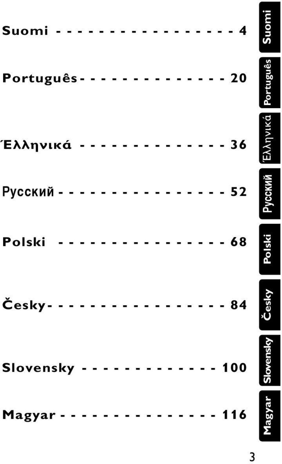 - - - - 68 Česky- - - - - - - - - - - - - - - - - 84 Slovensky - - - - - - - - - - - - - 100