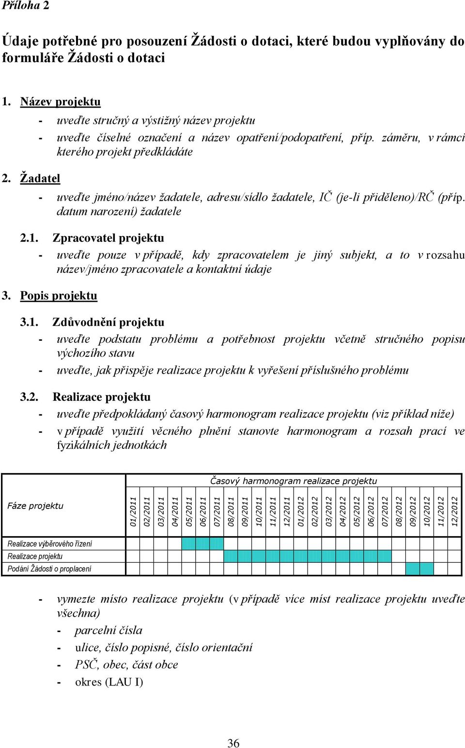 Ţadatel - uveďte stručný a výstižný název projektu - uveďte číselné označení a název opatření/podopatření, příp.