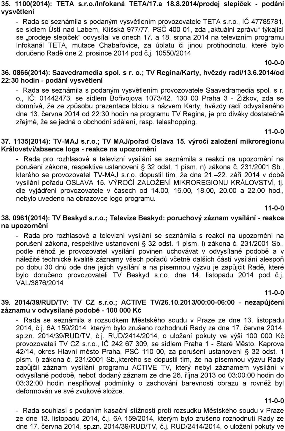 0866(2014): Saavedramedia spol. s r. o.