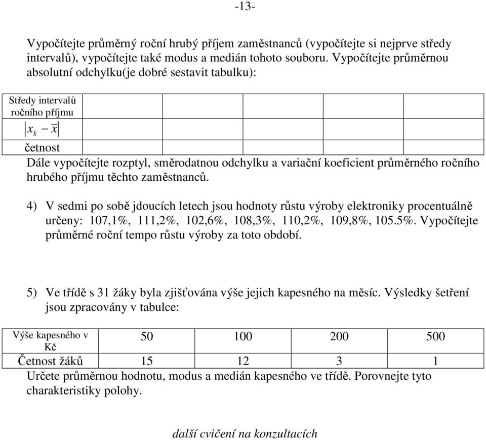 hrubého příjmu těchto zaměstaců. 4) V sedmi po sobě jdoucích letech jsou hodoty růstu výroby elektroiky procetuálě určey: 107,1%, 111,%, 10,6%, 108,3%, 110,%, 109,8%, 105.5%.